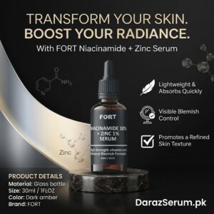FORT Niacinamide 10% + Zinc 1% Radiance Boost Serum for Glowing & Clear Skin
