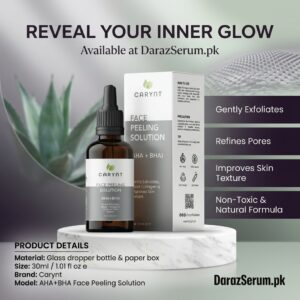 Carynt Peeling Solution AHA BHA 30ml for Glowing Skin, Pore Refining & Exfoliation
