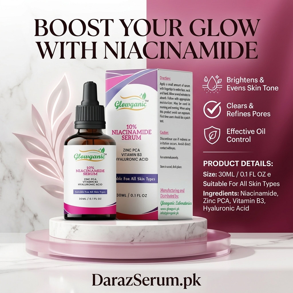Glowganic Niacinamide 10% Serum – Brighten, Clear & Control Oil (30ml)