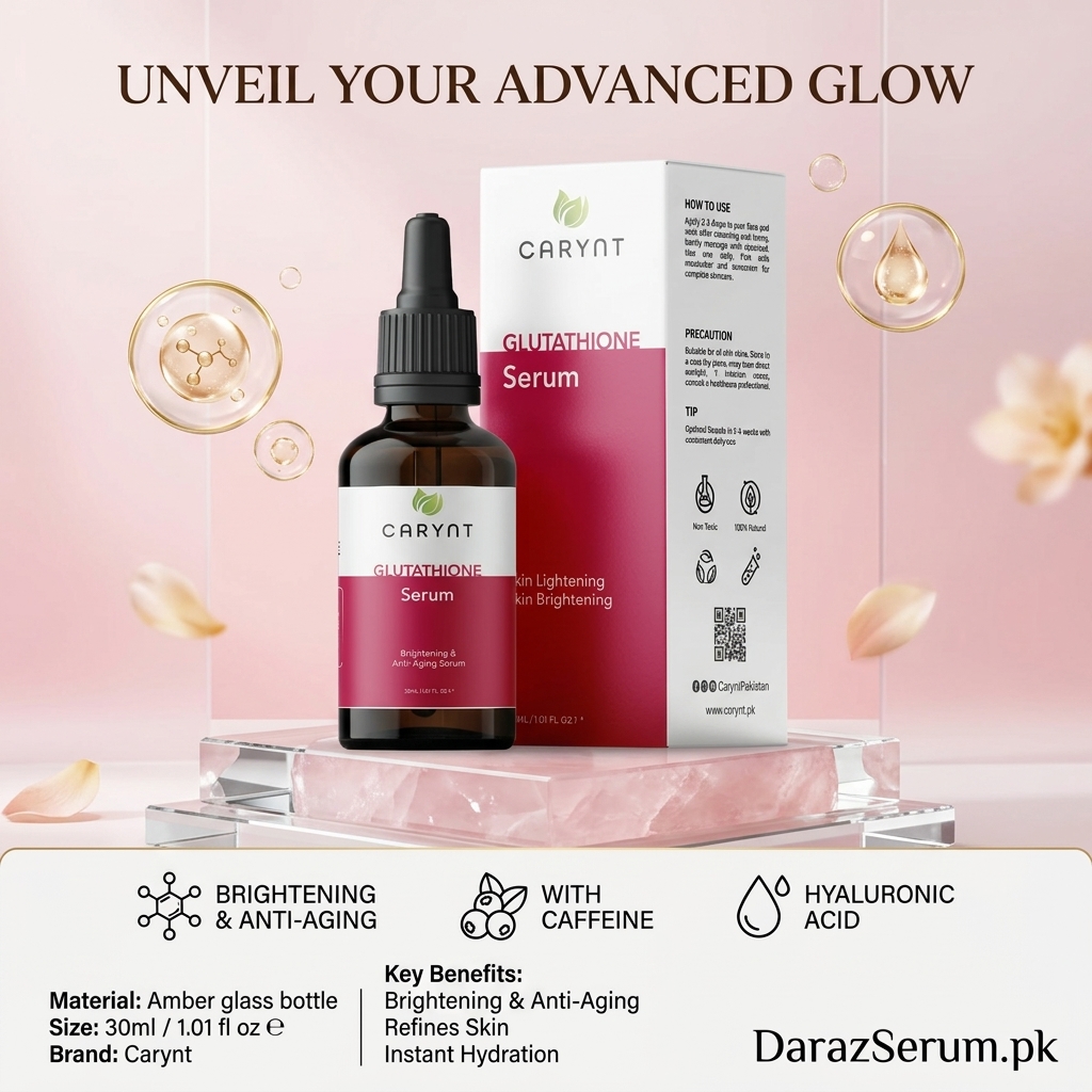 Carynt Glutathione Serum with Caffeine & Hyaluronic Acid – 30ml for Brightening & Anti-Aging