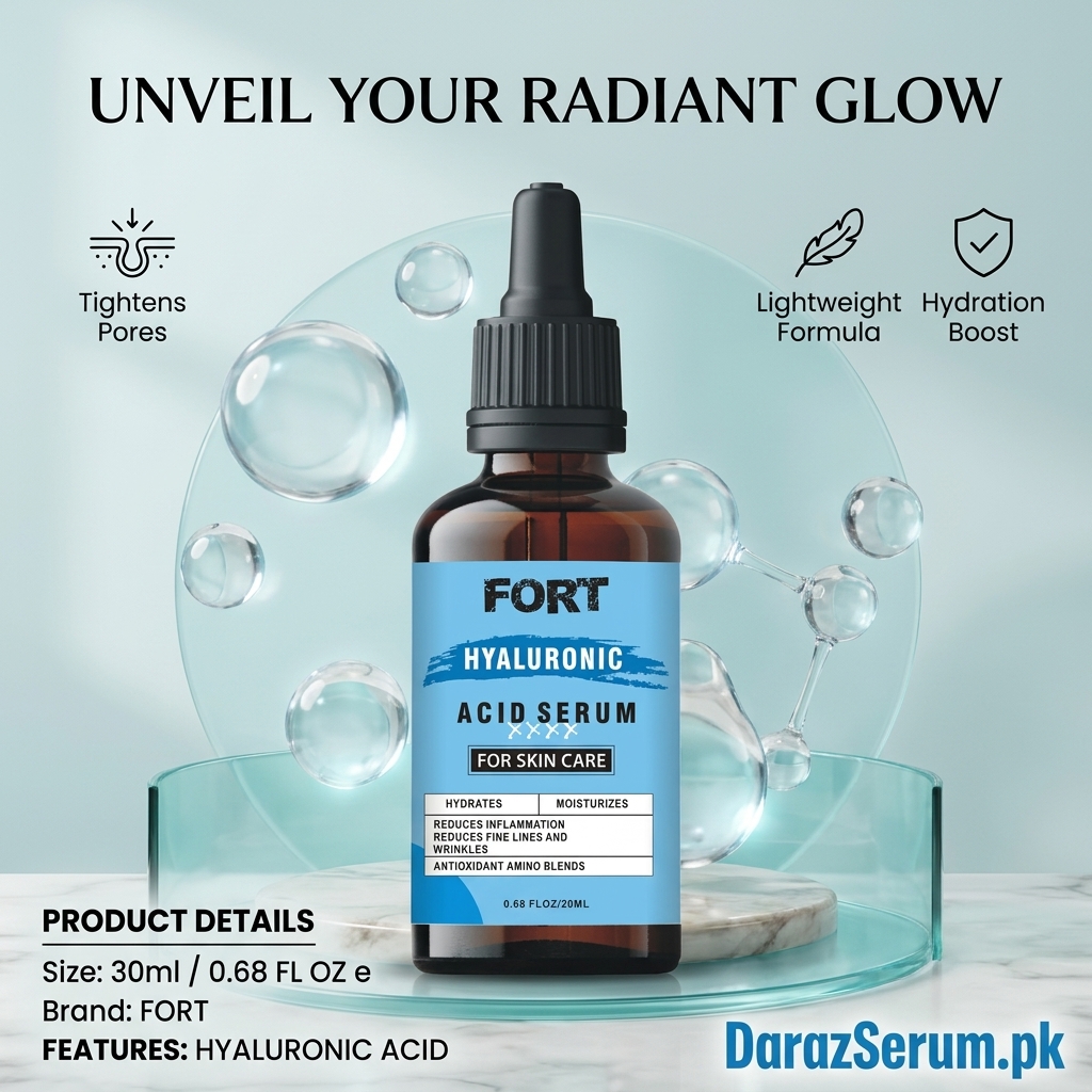 FORT Hyaluronic Acid Face Serum – Glowing & Whitening Skin Hydration | 30ml