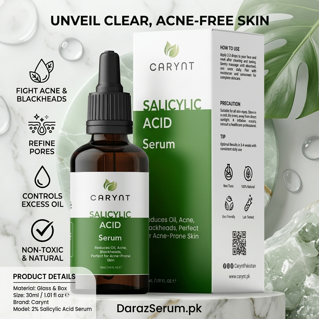 Carynt 2% Salicylic Acid Serum for Acne, Pores & Oil Control with Glycolic Acid & Niacinamide – 30ml